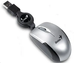 Myš, drátová, optická, malá velikost, USB, GENIUS "Micro Traveler", stříbrná